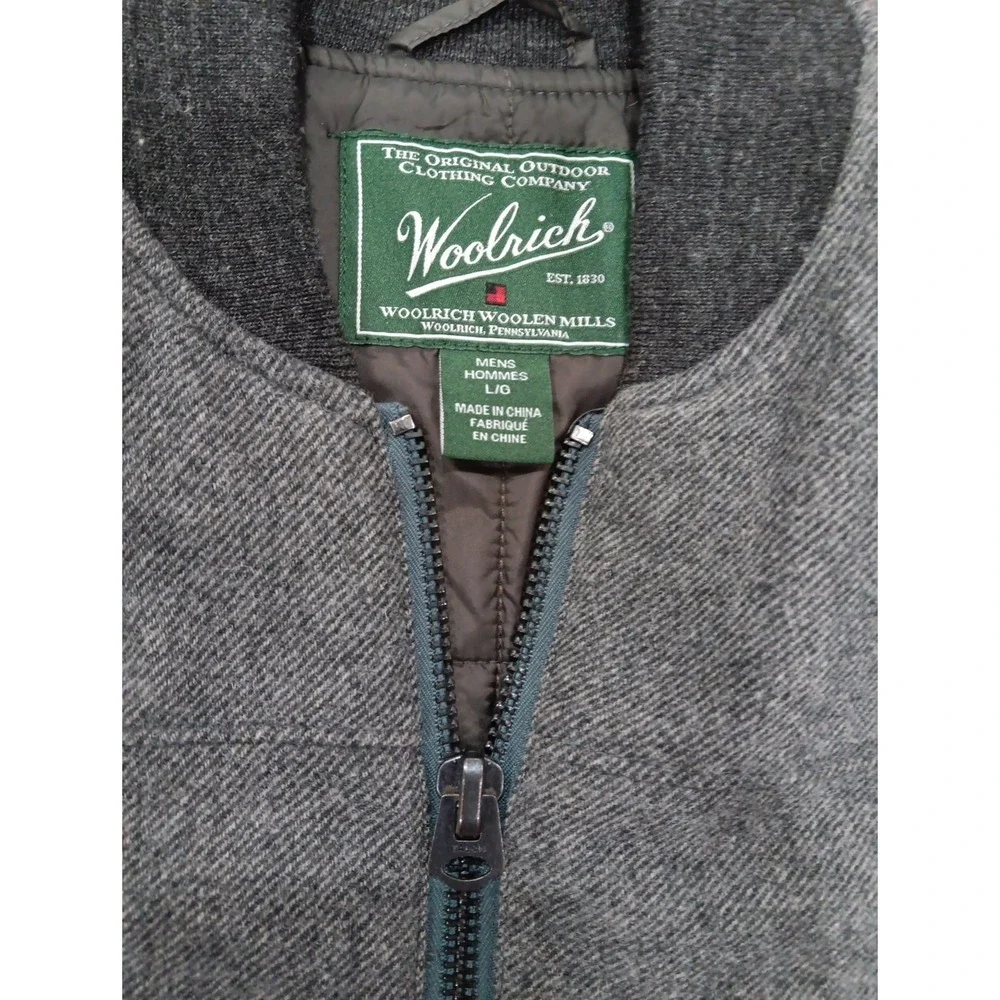 Men's Woolrich Wool Shell Puffer Full Zip Vest Sz Large‎ 2636